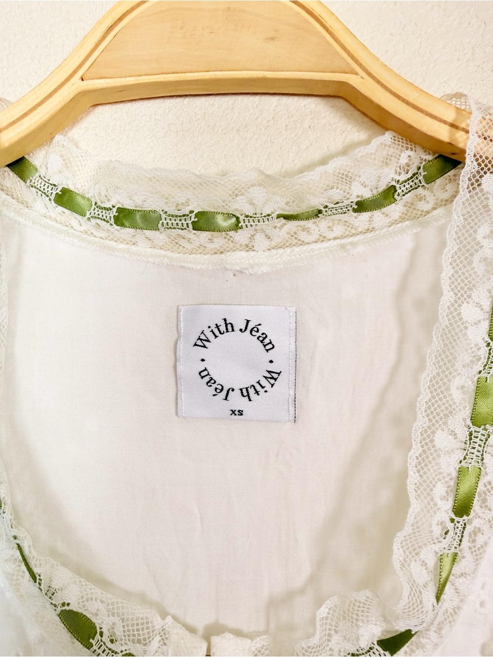 With Jean Eyelet Lace White Cotton Corset Tank Top Coquette XS Cottagecore - Picture 3 of 7